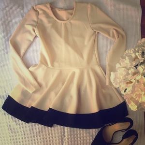Cream and black peplum dress/ top